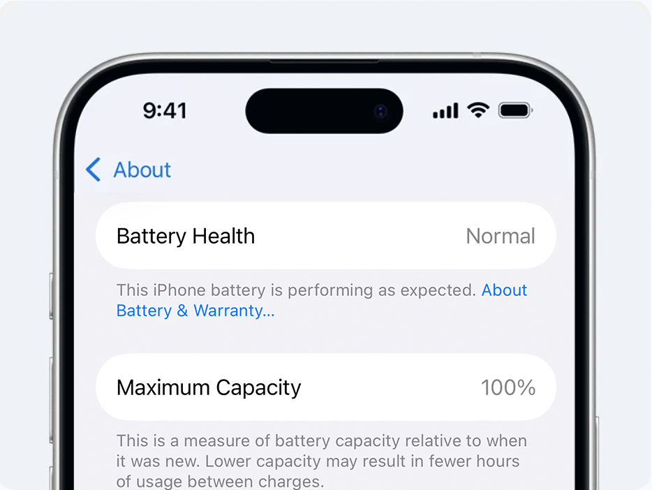iPhone Battery Health information visible after calibration