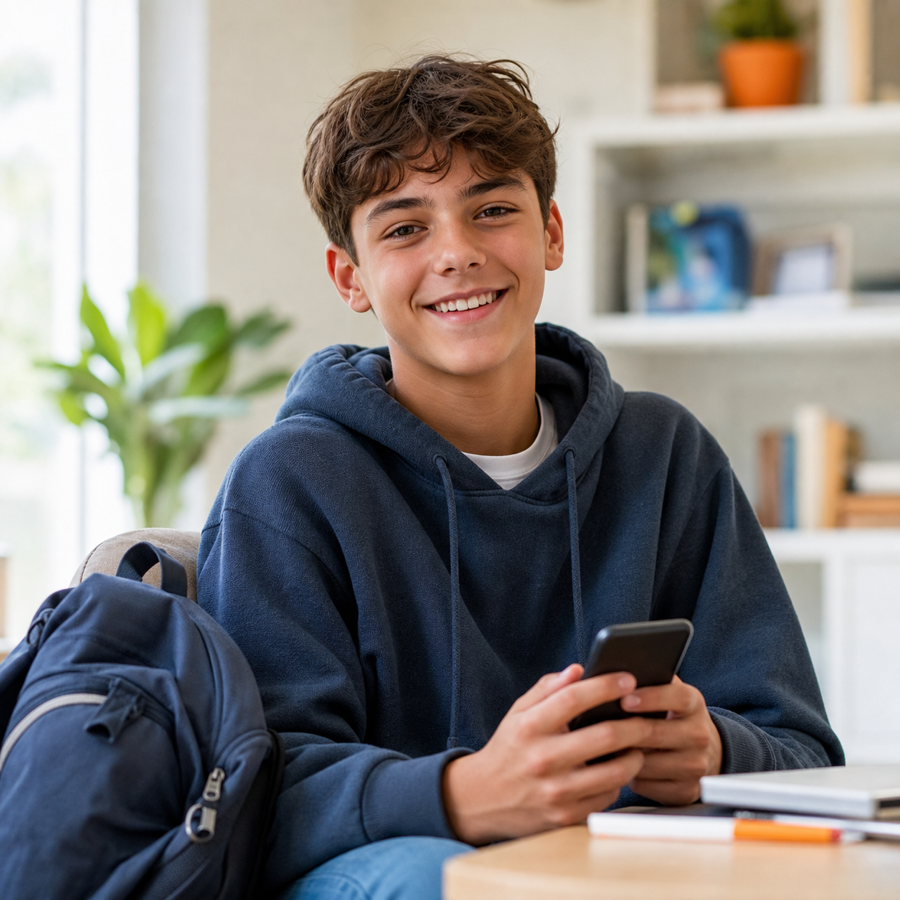 A young person with their first iPhone